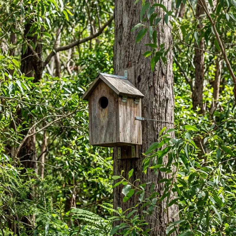 Animal nesting box installed as a humane alternative to a Manor Lakes roof cavity