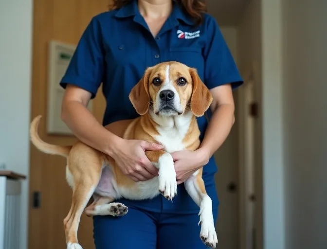 Technician respectfully transporting a deceased dog in Manor Lakes